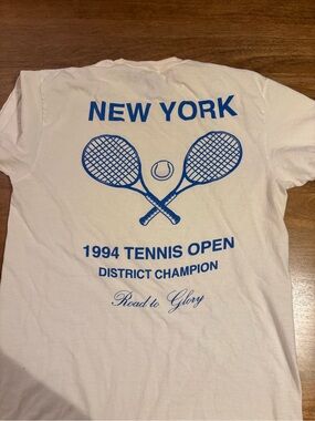 Cream/withe New York Tennis Open Graphic T-Shirt - Blue Print 1994 vintage